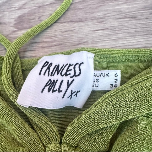 PRINCESS POLLY Loriella Ring Detail Crop Top Color Green Party Size US 2 XS - Picture 11 of 13
